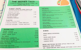 Wicked Taco menu