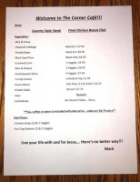 The Corner Cafe menu