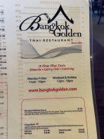 Bangkok Golden Restaurant menu