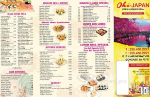 Oki Japan Sushi Hibatchi Grill menu