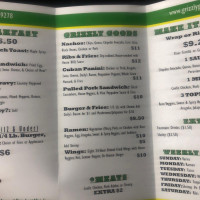Grizzly Grille menu