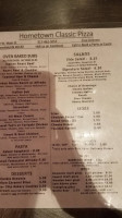 Hometown Classic Pizza menu