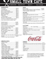 Small Town Cafe menu