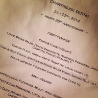 Chartreuse Bistro menu
