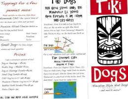 Tiki Dogs menu