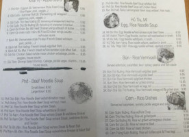 Pho Saigon menu