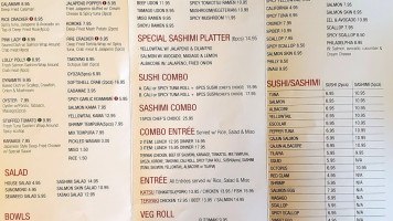 Kanji Ayce Sushi menu