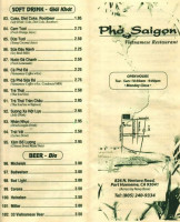 Pho Saigon menu