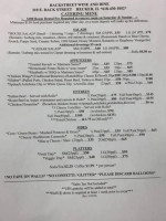 Backstreet Wine And Dine menu