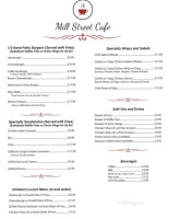 Mill Street Cafe menu