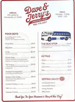 Dave Jerry's Poor Boy Shop menu