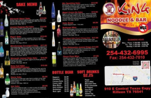 King Noodle And menu
