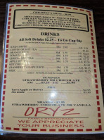 Oryz Family menu