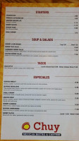 Chuy Mexican Bistro Cantina menu