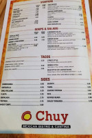 Chuy Mexican Bistro Cantina menu