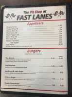 Fast Lanes Pit Stop menu