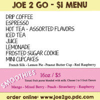 Joe 2 Go menu