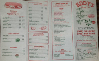 Eddy's Carry Out menu