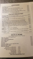 Pizzini's Italian menu