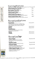 The Artisan Club menu