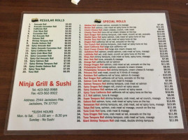 ninja grill & sushi menu