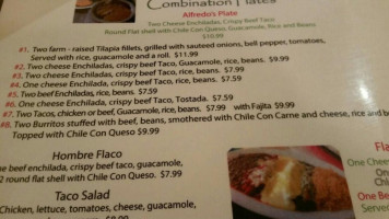 Alfredo's Mexican menu