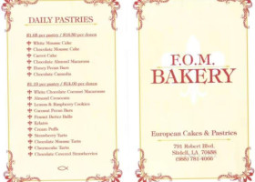Fom Bakery Catering menu