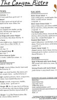 Canyon Bistro menu