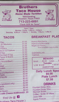 Brothers Taco House menu