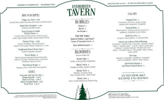 Evergreen Inn Tavern menu