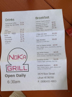 Noka Grill menu