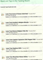 Lone Tree Brewing menu