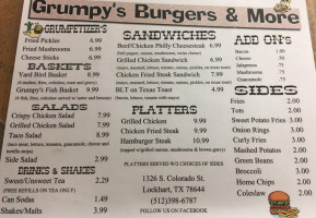 Grumpy's Burgers More menu