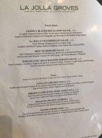 La Jolla Groves menu