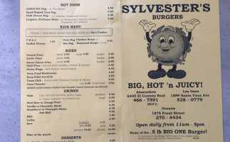 Sylvester's Burgers menu