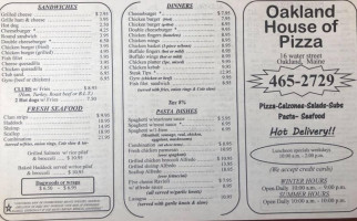 Oakland House Of Pizza menu