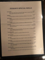 Fusion Japanese Thai menu