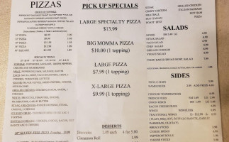 Grafton Hometown Pizza menu