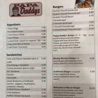 Papa Daddy's menu