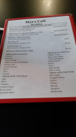 Max's Cafe menu