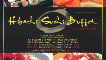 Hibachi Sushi Buffet menu