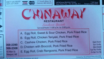 Chinaway menu