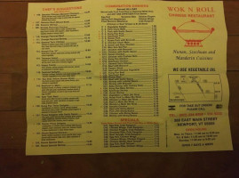 Wok and Roll Chinese menu