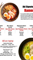Aki Japanese Kitchen menu
