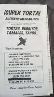 Super Torta menu