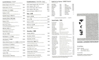 Sakuma Japanese Restaurant menu
