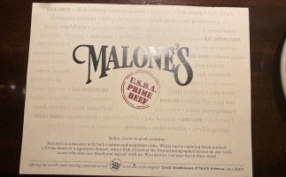 Malone's Louisville menu