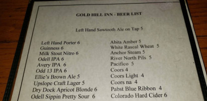 Gold Hill Inn menu