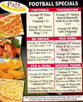 Pat's Pizzeria menu