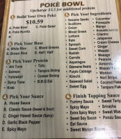 Poke Bowl menu